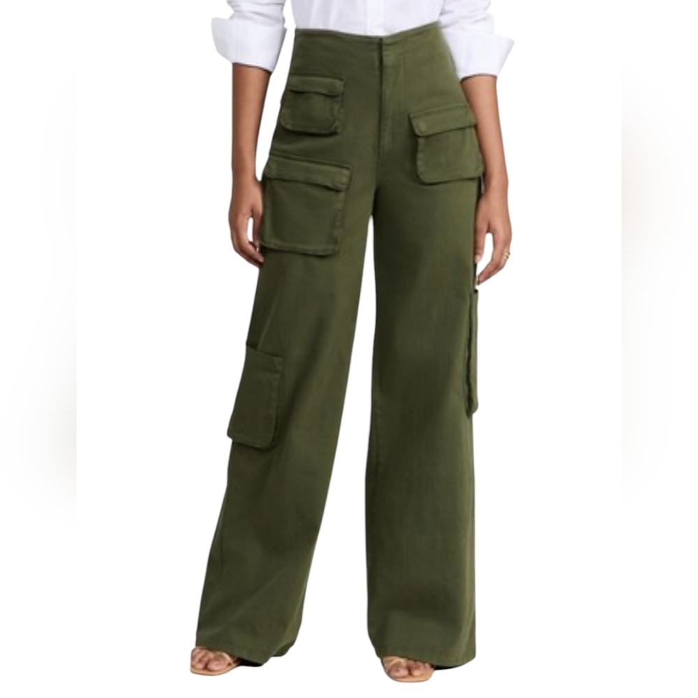 AFRM‎ Sigmund Cargo Pants Olive Green Pleather NWT